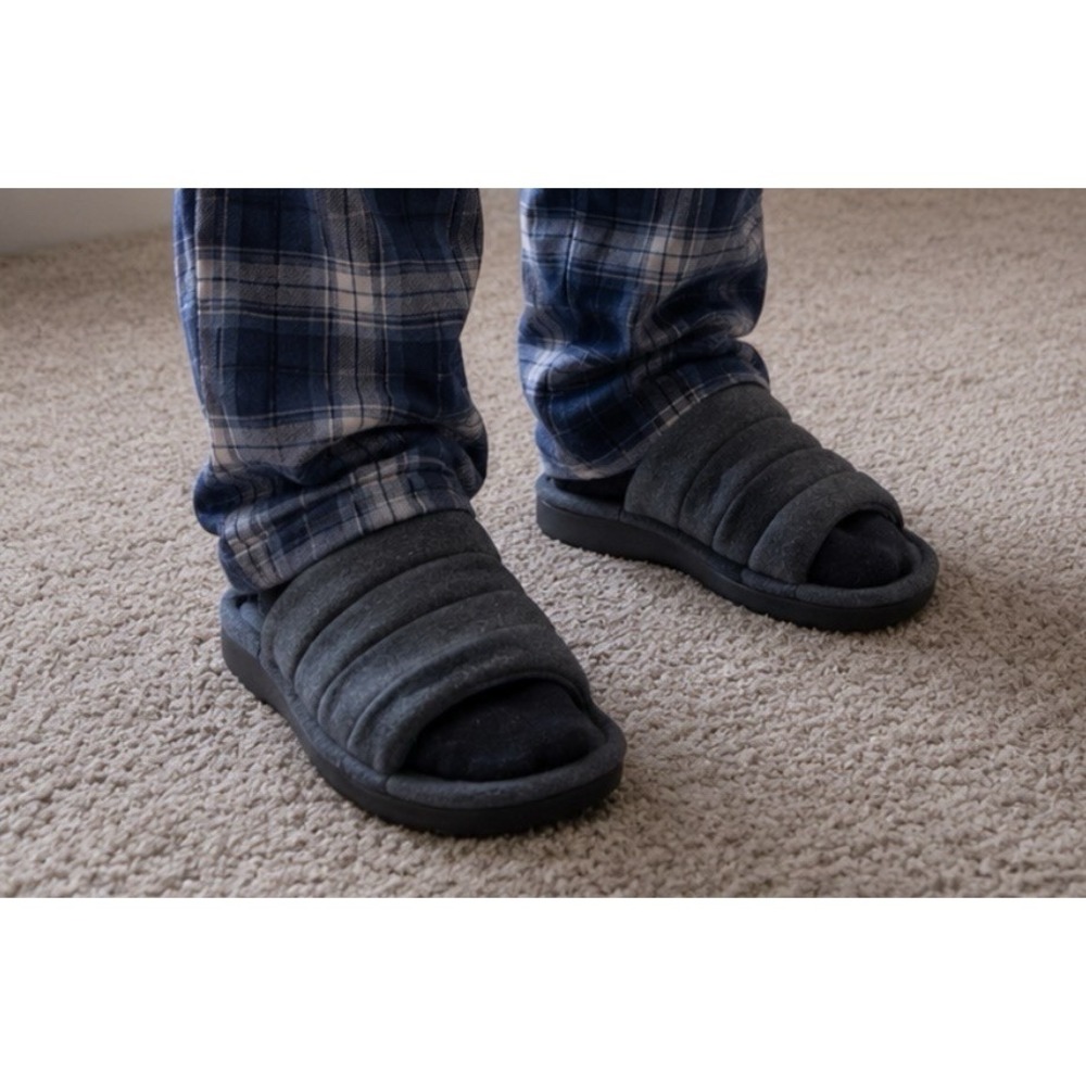 Dearfoams Men's Slip-On Cozy Comfort Gel Infused Jersey Slide Slippers: S-XL